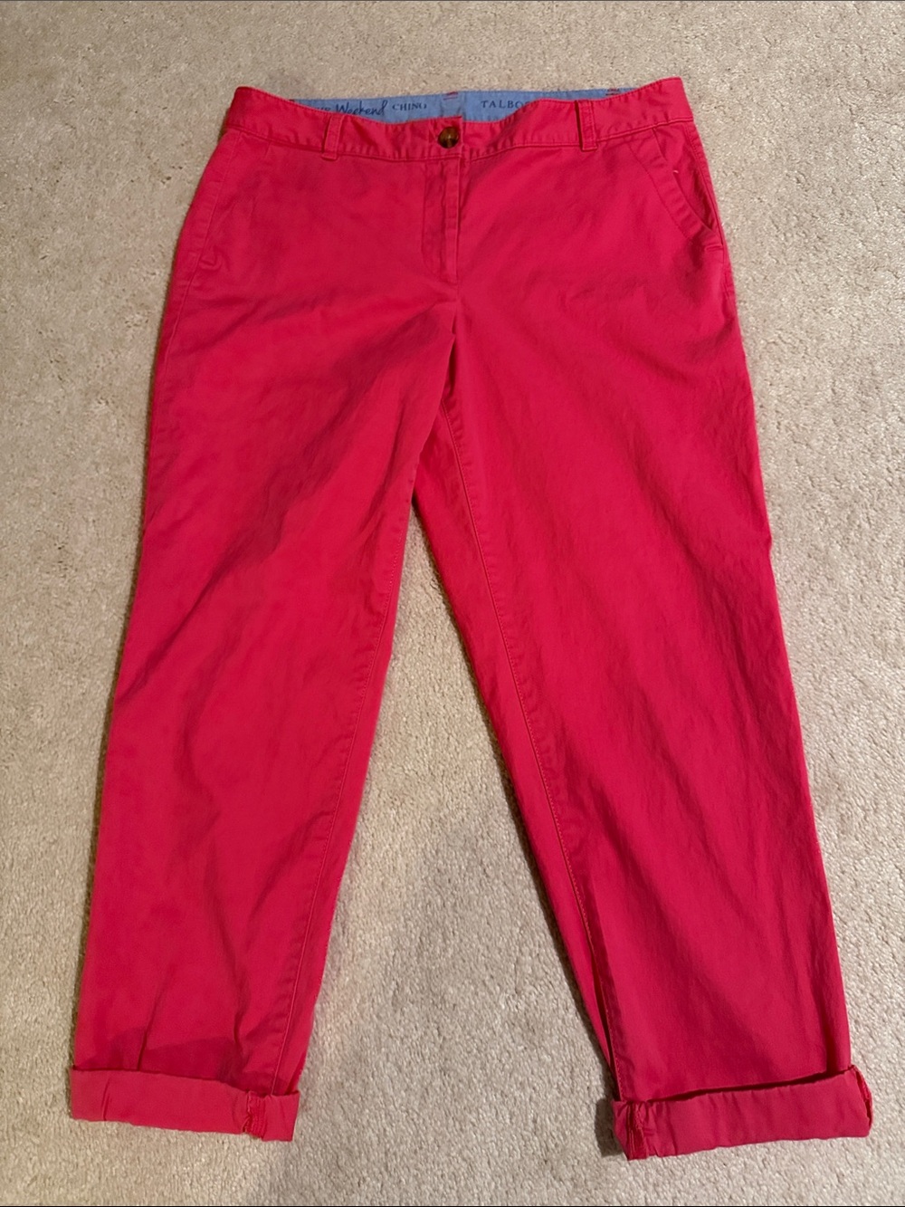 Talbots Hot Pink Cuffed Chino Pants